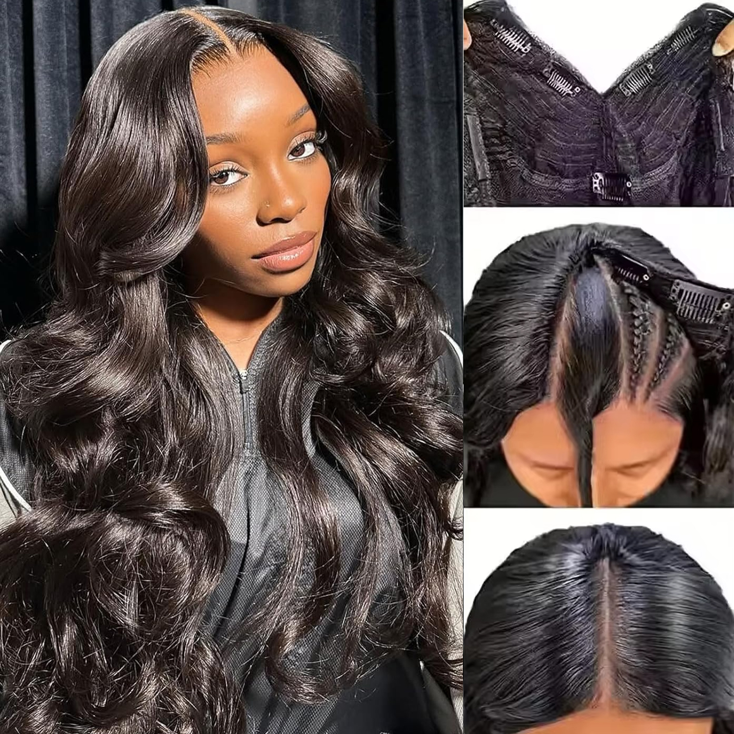 Peruca Ondulada V Part de Cabelo Humano Natural 18-32 Polegadas 220% de Densidade Brasileira para Mulheres - Perucas Onduladas Amigas do Iniciante