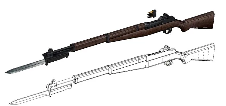 M1 Ghirlanda Modello di carta 3D Pistola Disegni fatti a mano Pistola Giocattolo di assemblaggio militare