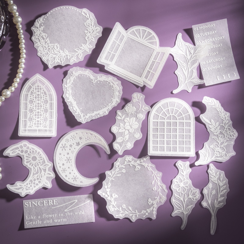 Yoofun-Autocollant de Collage de Matériel de Fleurs Creuses, Renforcement de la Neige, Vintage, Créatif, DIY, Journal, Scrapbooking, Attro, 20 Pièces/Lot