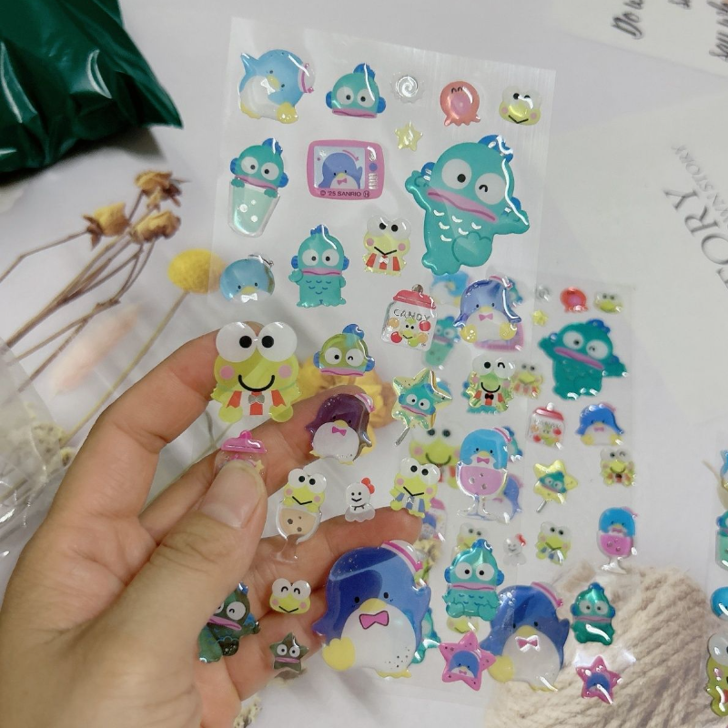 สติกเกอร์นูน 3 มิติ ลายการ์ตูนฮันยูโดน สติกเกอร์ซินนามอโรลสีชมพูน่ารัก ของตกแต่งกระจก เครื่องเขียนทำมือสำหรับนักเรียน ของขวัญรางวัลสำหรับเด็กผู้หญิง