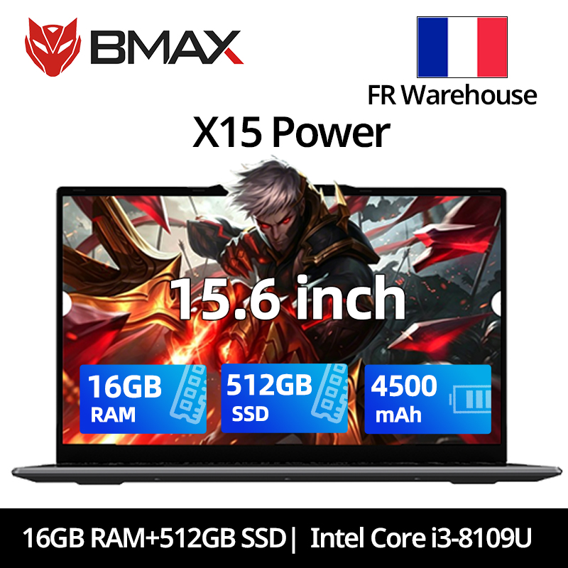 Laptop BMAX X15 Power 15.6'' IPS 16GB RAM 512GB SSD Intel Core i3-8109U Windows 11 Bateria 4500mAh HDMI Wifi USB Klawiatura numeryczna
