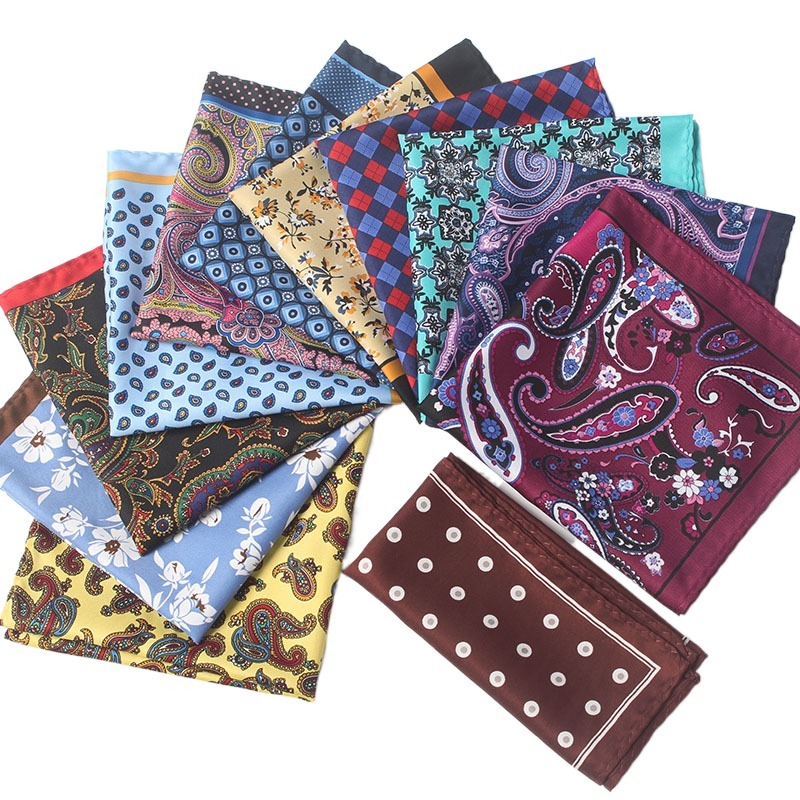 32cm bolso quadrado rayon seda impressão masculino lenço bolinhas floral paisley lenço moda clássico festa de casamento bolso quadrado