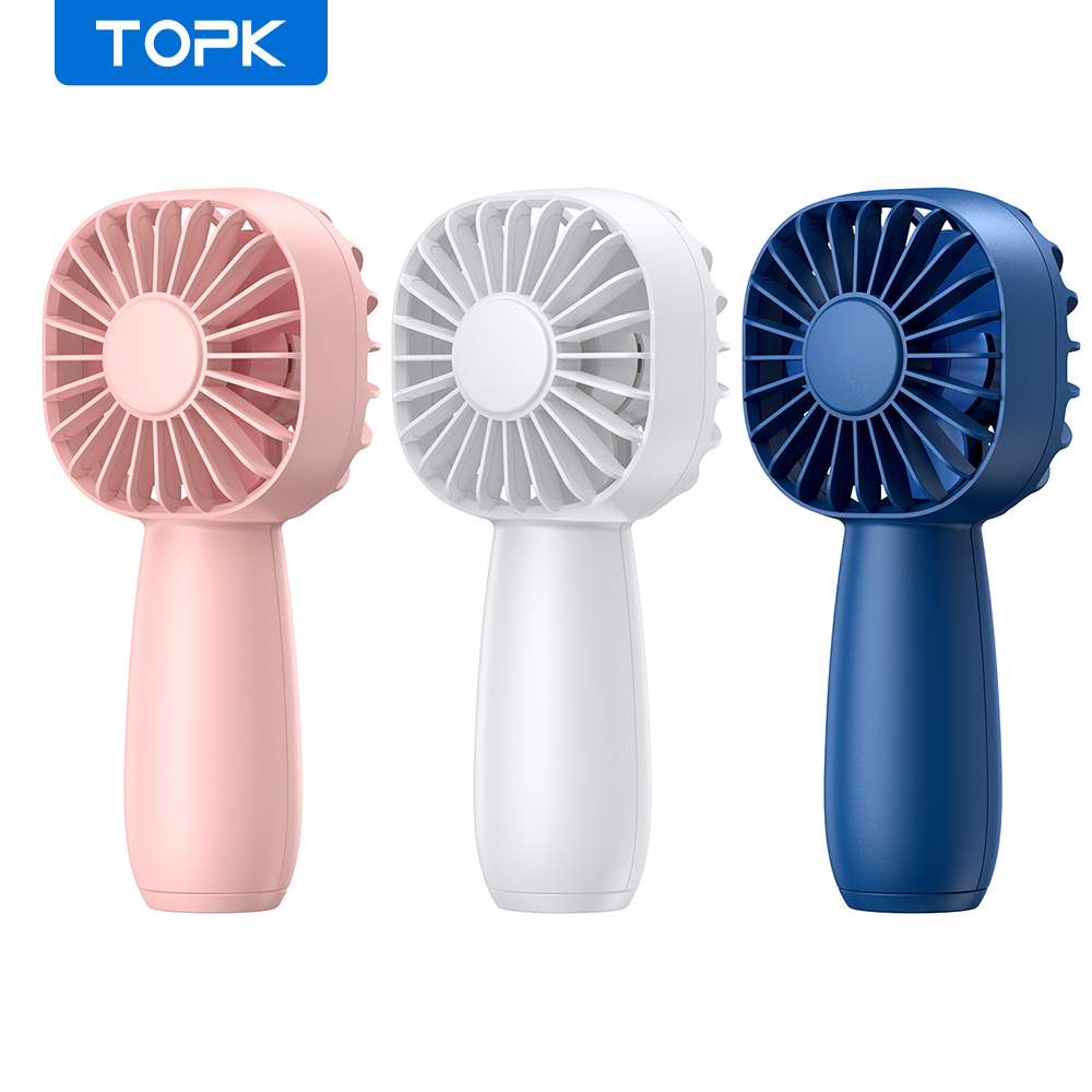 TOPK 1800mah Mini przenośny wentylator, wentylator elektryczny USB 3 prędkości przenośny wentylator akumulatorowy wentylatory ręczne do pokoju artykuły kempingowe