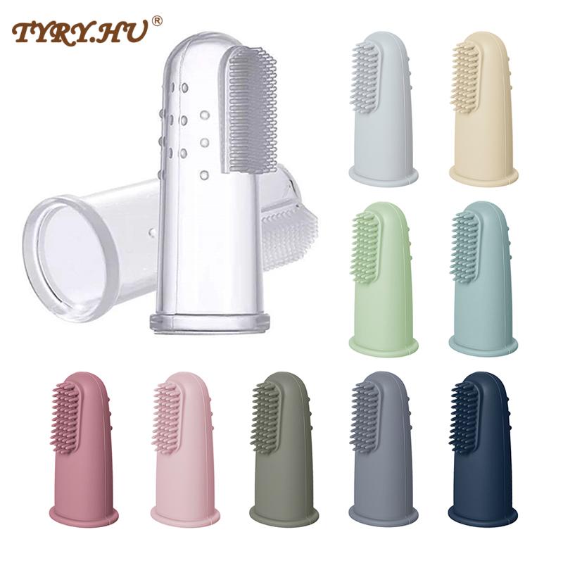 3 pçs bebê silicone dedo escova de dentes crianças massagem clara macio infantil borracha escova de limpeza criança cuidados dentários escova de dentes