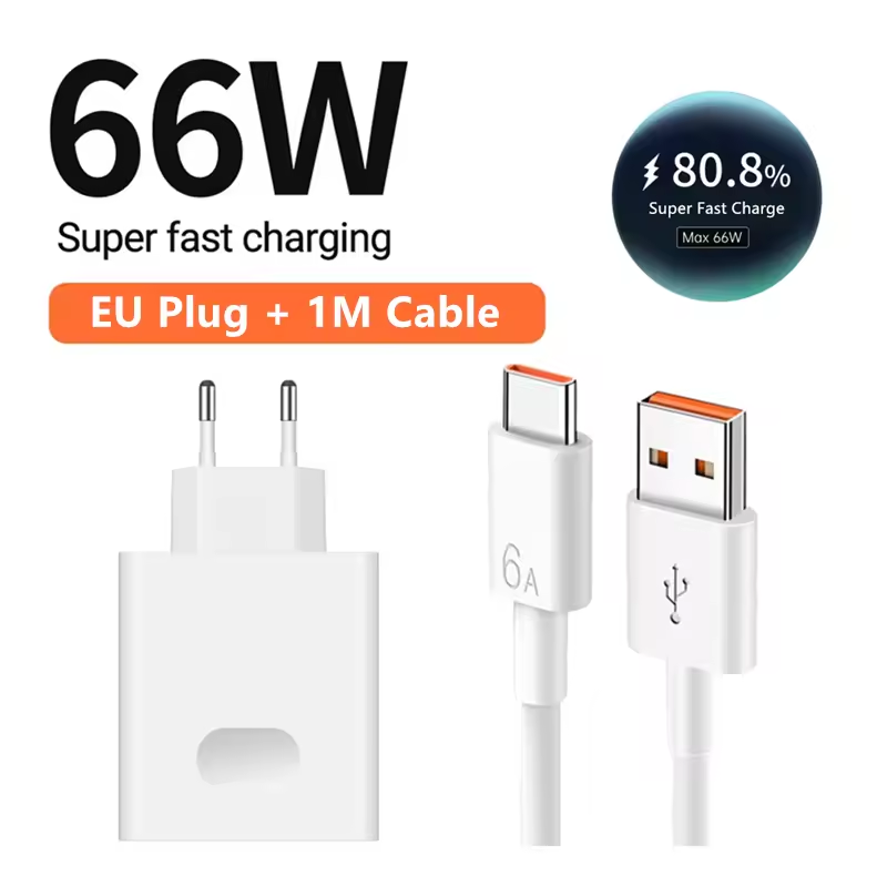 クイックチャージ3.0 USB充電器 66W 6A 超急速充電 スマホ充電アダプター USB Type-Cケーブル Huawei Mate 40 50 60 P50 P60対応