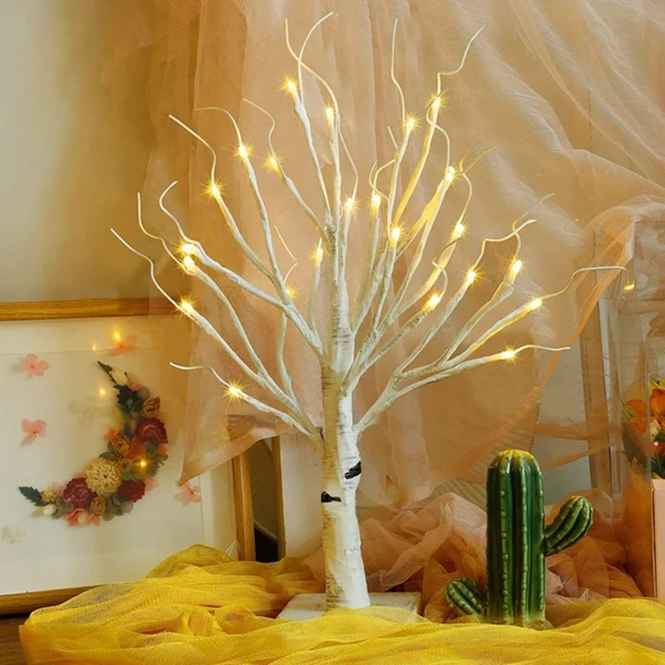 1 STÜCK 24 LED Birkenbaum Licht Einstellbare Zweige Batteriebetriebene Baumlampe Für Party Schlafzimmer Outdoor-Aktivitäten Weihnachtsdekoration