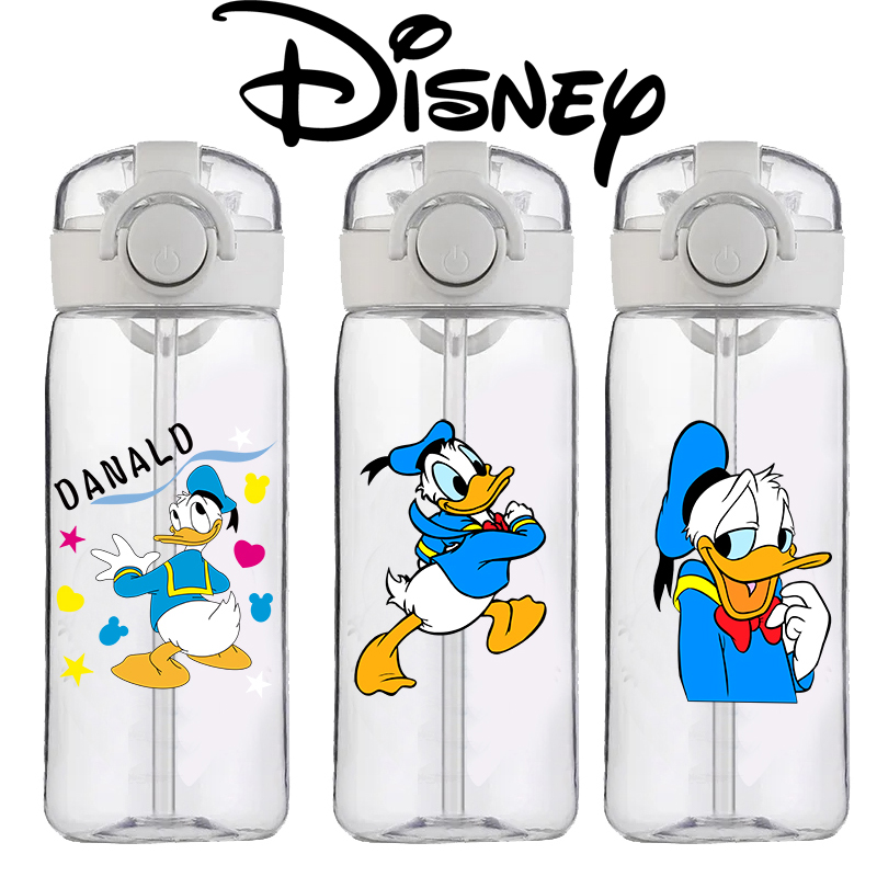 Детская чашка для воды Disney «Дональд Дак» с соломинкой для мальчиков и студентов, высококачественная портативная устойчивая к падению легкая чашка, подарок на день рождения
