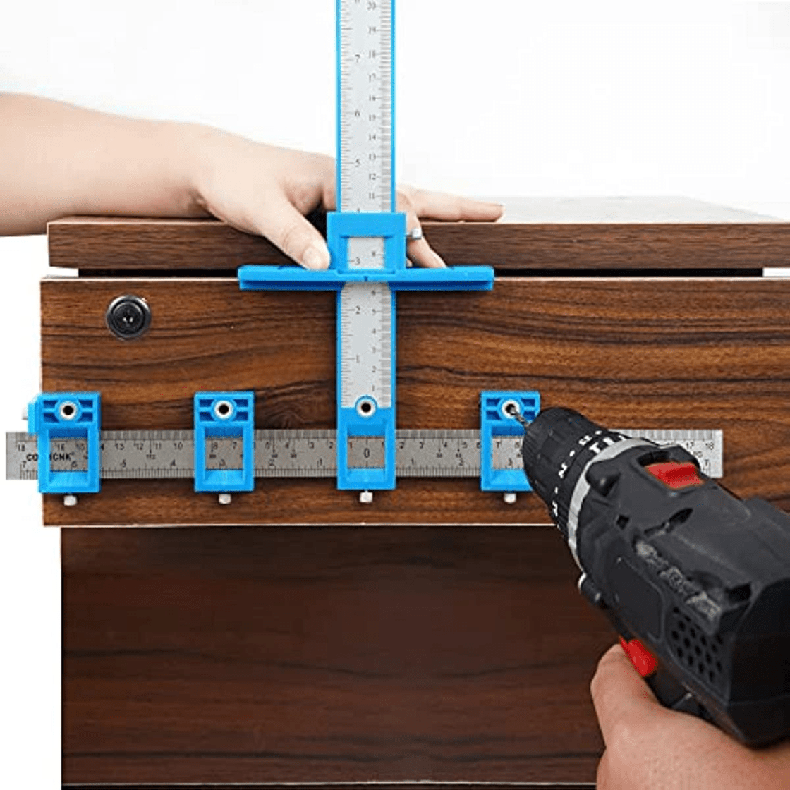 Plantilla para Herrajes de Gabinete, Herramienta de Plantilla para Herrajes de Gabinete - Guía de Perforación Ajustable para una Instalación Rápida y Precisa