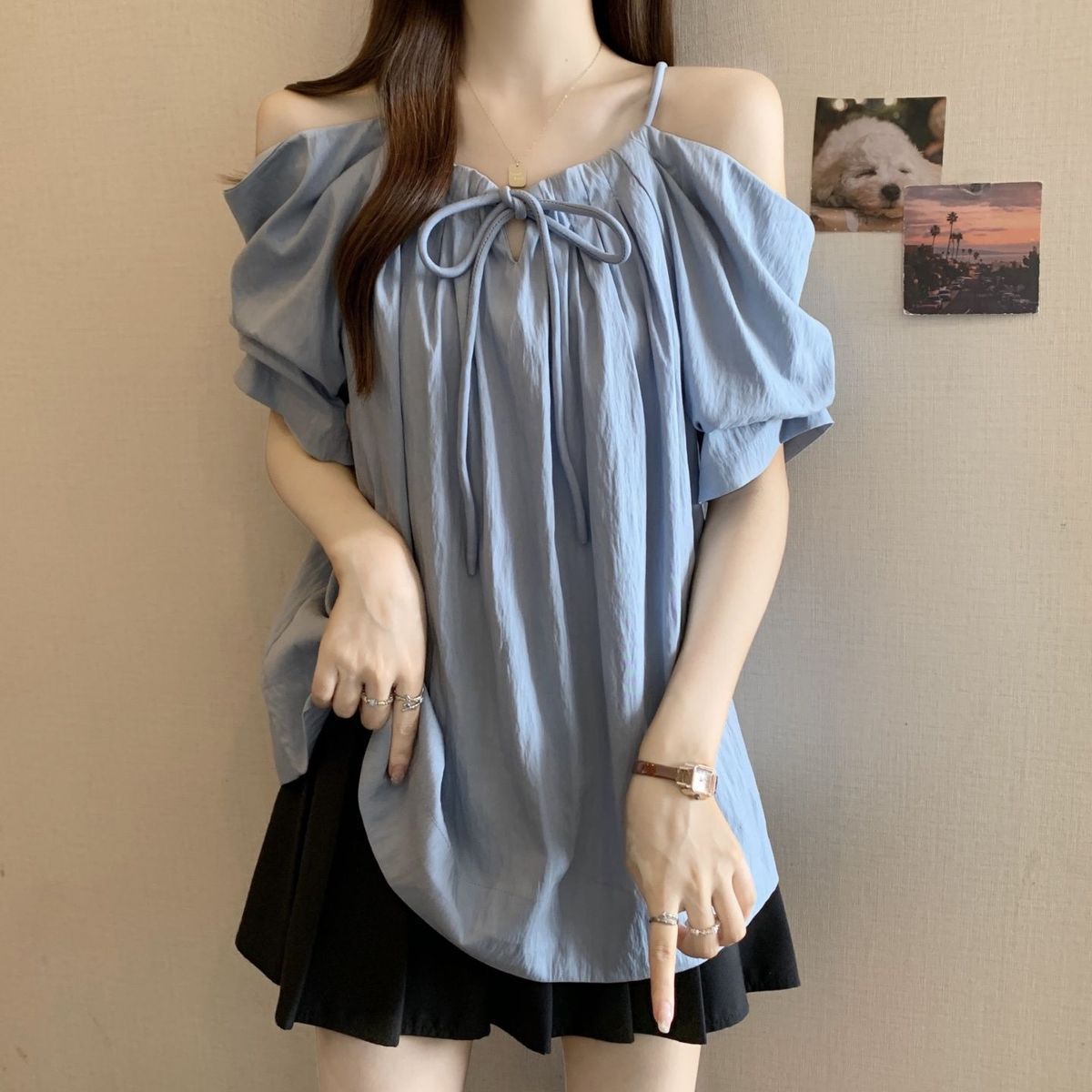 Nuovo Arrivo Estivo: Top Monospalla a Manica Corta da Donna Taglie Forti, Tinta Unita, Versatile, Vestibilità Morbida, con Coulisse e Effetto Snellente