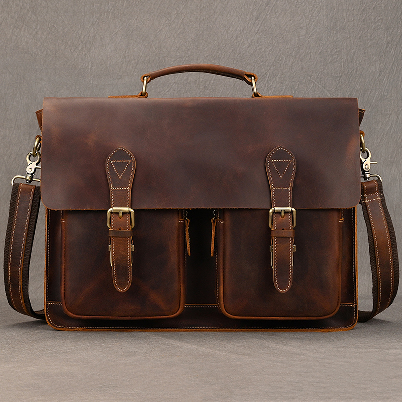 Männer Echtes Leder Aktentasche Dickes Rindsleder Business Laptop Handtasche Kuh Leder Messenger Schulter Tasche Männliche Tägliche Arbeit Tote