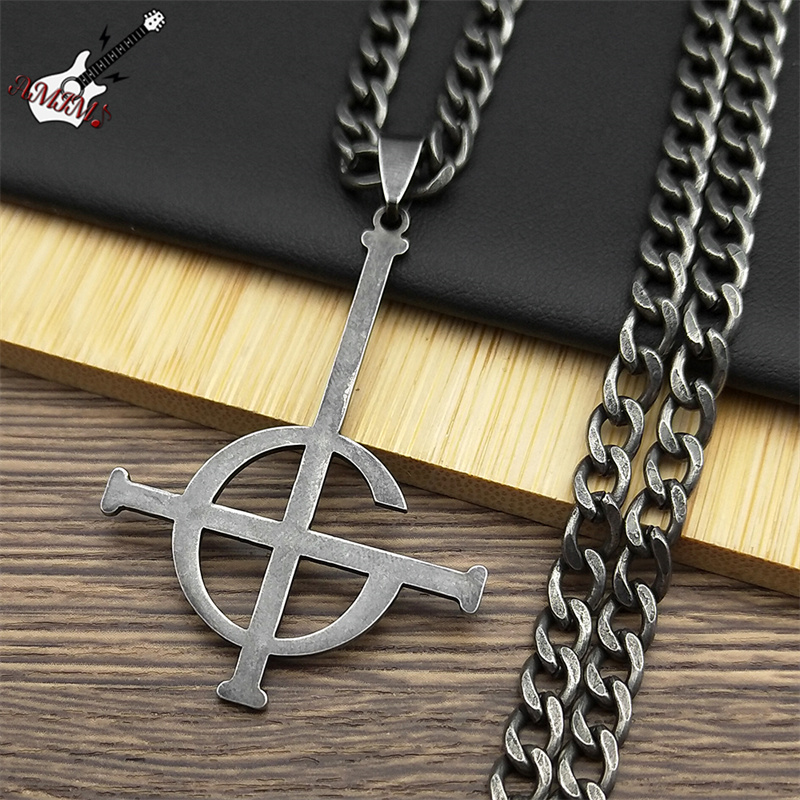 Punk Ghost BC Nameless Anhänger Halskette für Frauen Männer Edelstahl Schwarz Farbe Musik Band Kreuz Choker Halskette Schmuck N912
