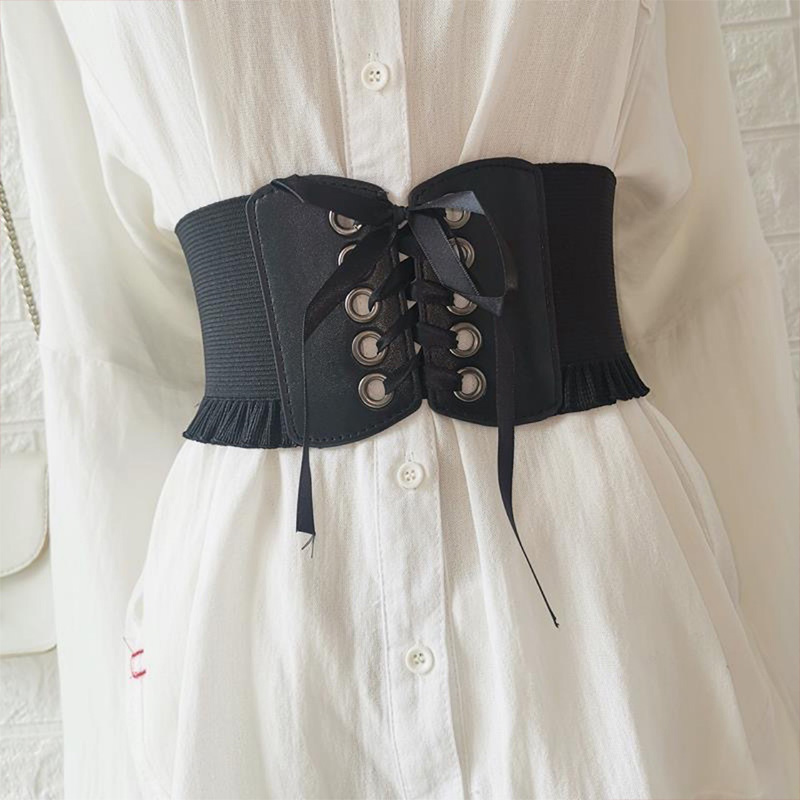 Cinturón ancho para mujer, faja elástica de alta calidad, corsé de marca de lujo, color blanco, DT075