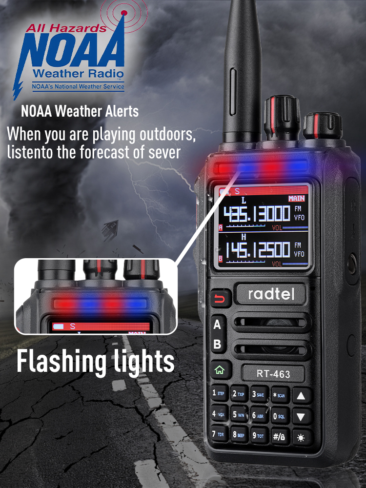 Radtel RT-463 8w Vollband-Amateurfunk 199CH Amateur Walkie Talkie AM Air Aviation Band Satcom NOAA Wetterkanal