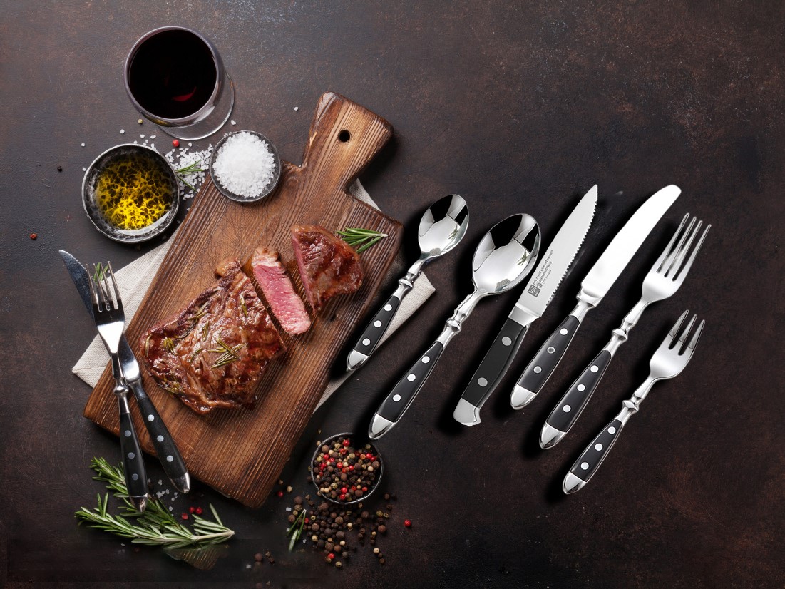 Set pisau Steak elegan klasik, baja tahan karat pegangan sangat dipoles barbekyu luar ruangan peralatan lembut Cozinha