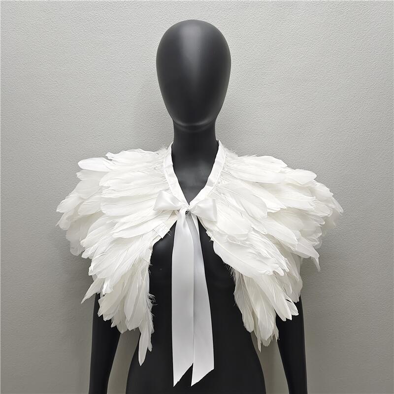 Bufandas de cuello para mujer, chal de estilo gótico, vestido de pavo, capa de piel de Halloween, chal de plumas, fiesta de boda, Cosplay
