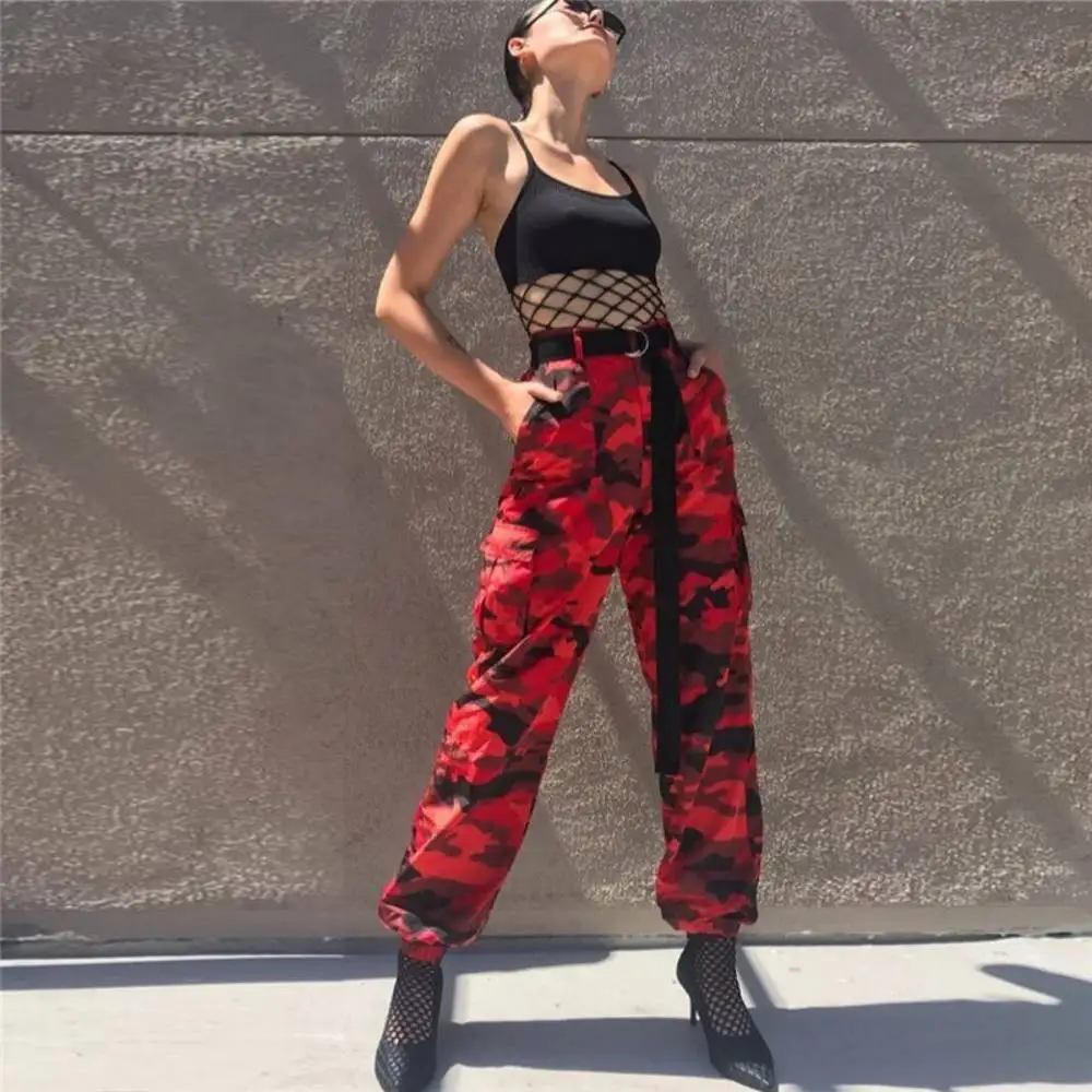Pantaloni Cargo Militari Camouflage da Donna 2026, 6 Colori, Vita Alta, Stile Hip Hop, Pantaloni Lunghi Ouvlage alla Moda