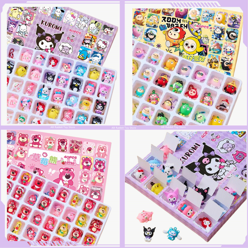 Sanrio Hello Kitty Eggy PartyLotso 40 ชิ้นกล่องตาบอดอะนิเมะรูชุดSurpriseกล่องเด็กDiyจี้Scratcherของเล่นของขวัญ