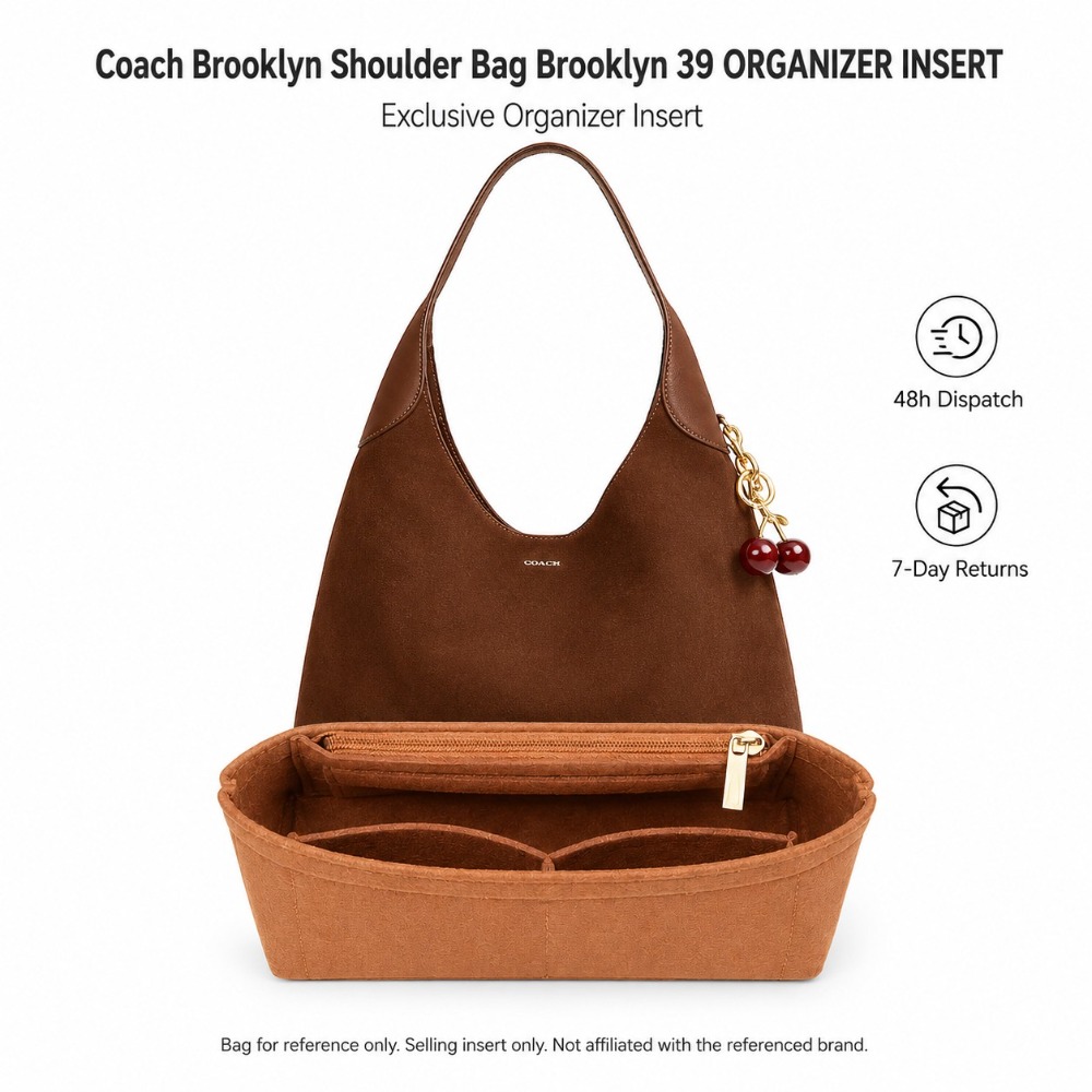 Organizer in Feltro per Borsa Coach Brooklyn, Inserto Strutturato per Borsa a Tracolla, Adatto per Scomparti di Borse Tote da 28, 34, 39 Pollici