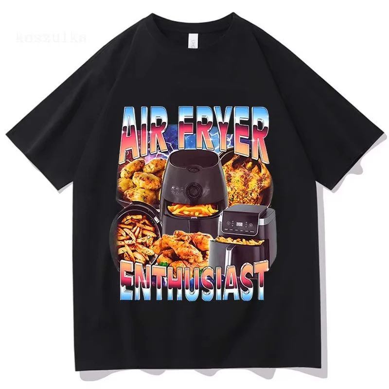 T-shirt divertente per appassionati di friggitrice ad aria, meme di cucina, vintage, a maniche corte, alla moda, Harajuku, Kawaii, abbigliamento Y2K da donna