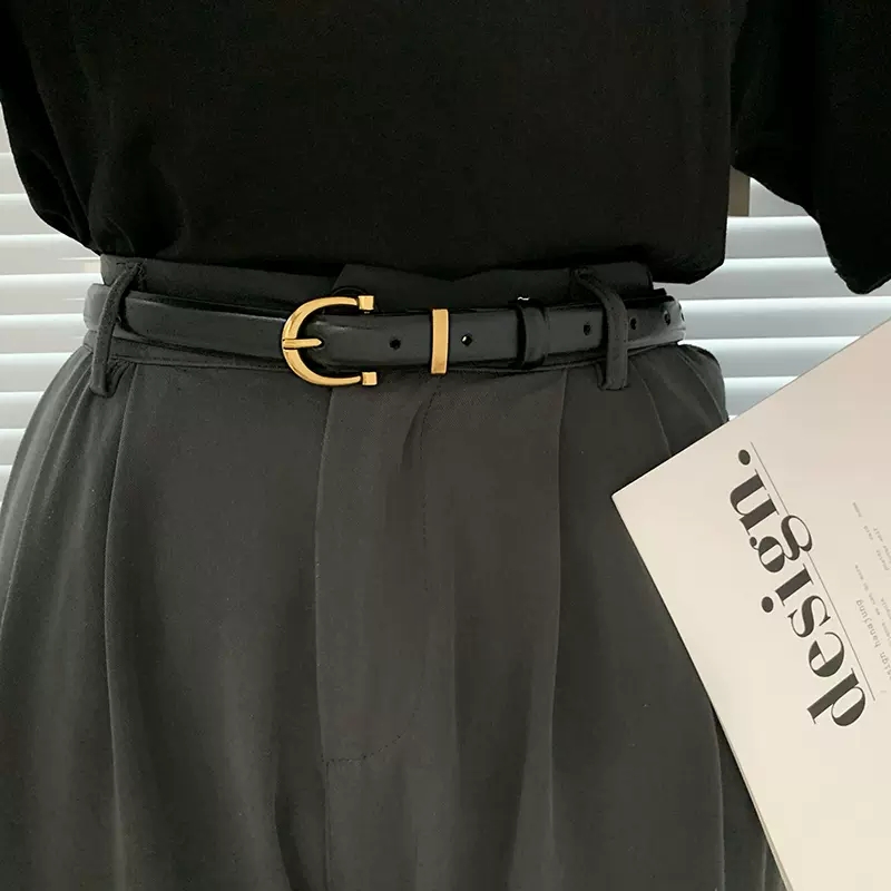 Koreaanse mode pin gesp echt leer gouden gesp elegante effen kleur vrouwen riem zomer decoratieve jeans damesriem