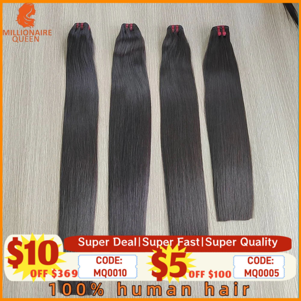 20A Super Double dessiné vierge droite tissage paquets cheveux humains crus vietnamien non transformés Extensions de cheveux millionnaire Quee