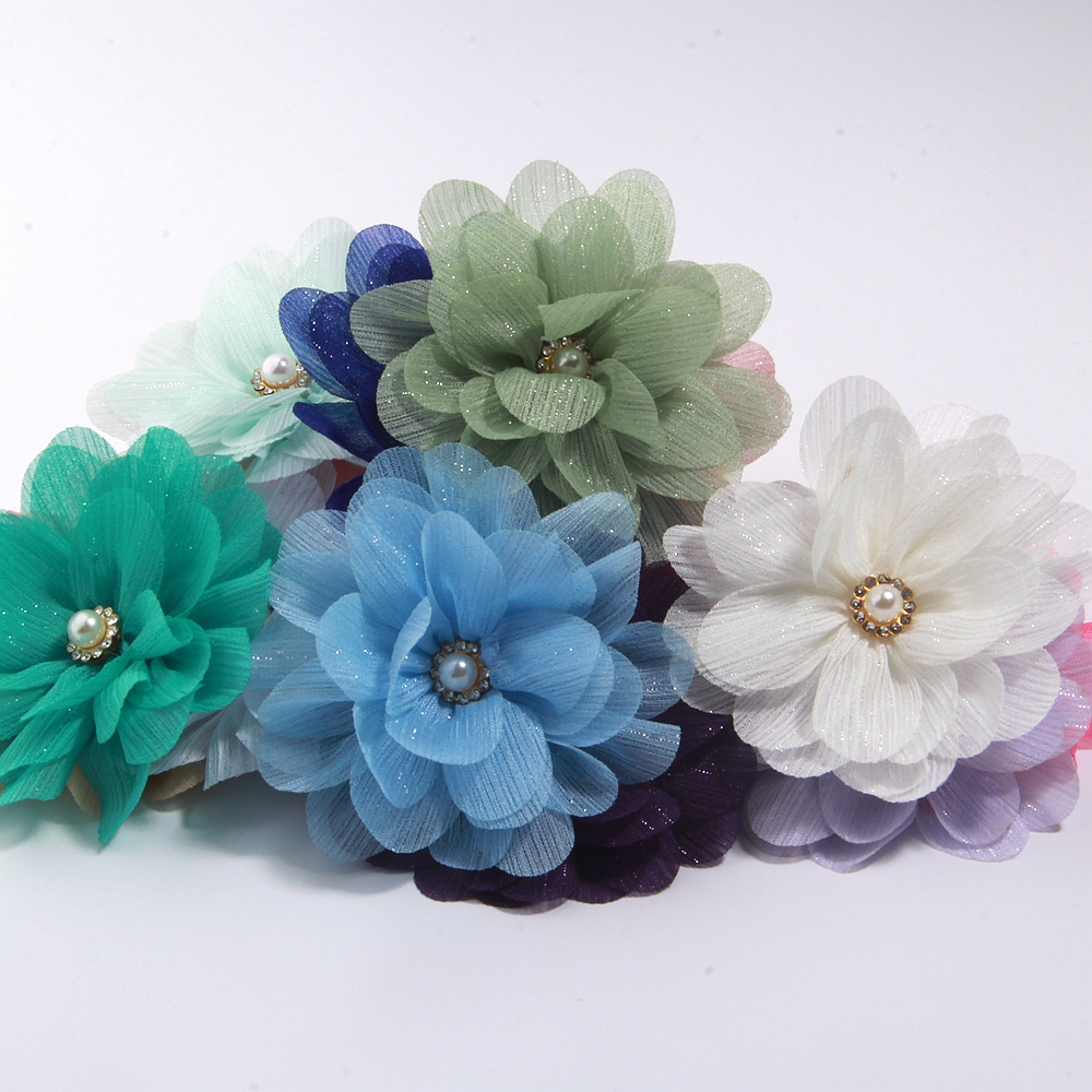 Accessoires pour cheveux en mousseline de soie, 8cm, fleur Kawaii, nœuds pour bébés filles, épingles à cheveux, accessoires de Barrette à faire soi-même