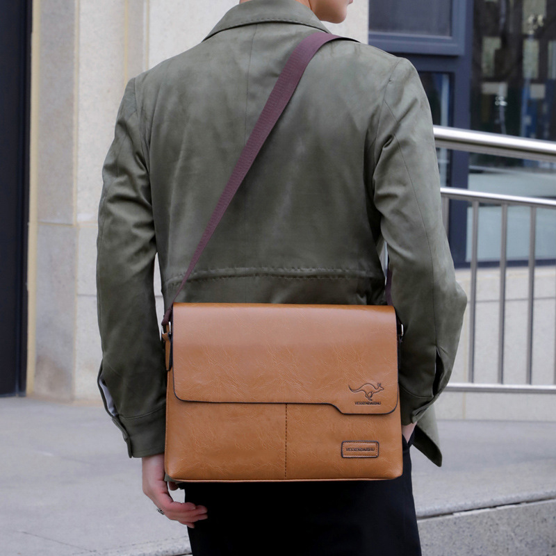 Skórzana teczka męska męska z dokumentami wykonawczymi na ramię w stylu Vintage do pracy Messenger boczna torba typu Crossbody designerska
