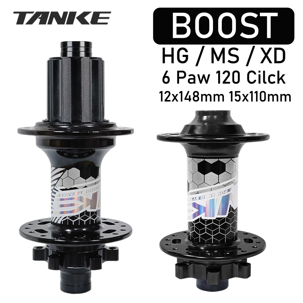 Tanke mtb bicicleta hub boost 148 cubos de bicicleta 120 clique 6 garras rolamento 32h 28h hg xd ms freio a disco micro spline 8 9 10 11 12 velocidade