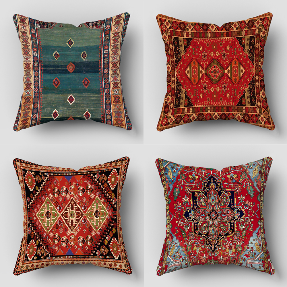 Tapete persa padrão fronha sala de estar sofá capa de almofada moda decorativa decoração para casa 45x45cm dois lados curto pelúcia
