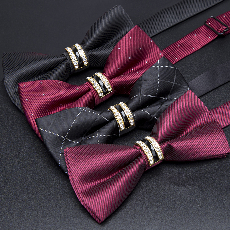 Heren Streep Luxe Vlinderdas Stropdas Formeel Zakelijk Bruiloft Zwarte Vlinderdas Mannelijke Overhemd Accessoires Cadeaus voor Mannen Stropdassen