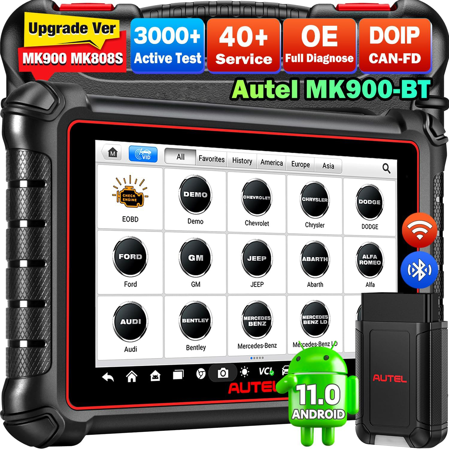 Autel MaxiCOM MK900-BT MK900BT Pemindai Diagnostik Nirkabel DoIP / CAN FD Alat Pemindai, Kontrol Dua Arah Alat Otomotif