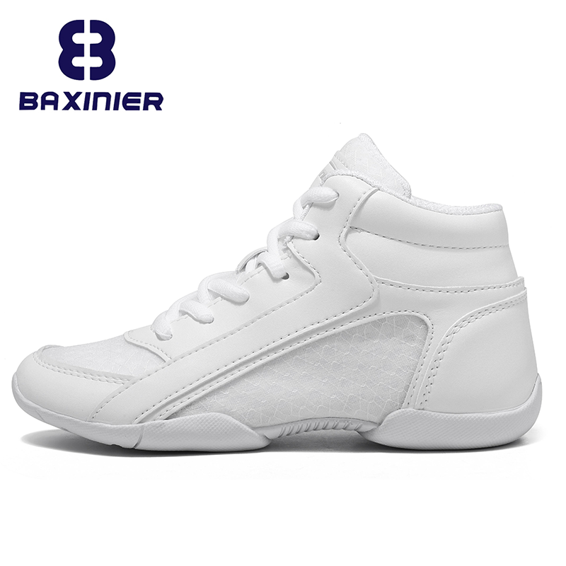 BAXINIER Zapatos de porristas blancos de caña alta para niñas para niños: zapatillas ligeras de entrenamiento y competición para baile y tenis