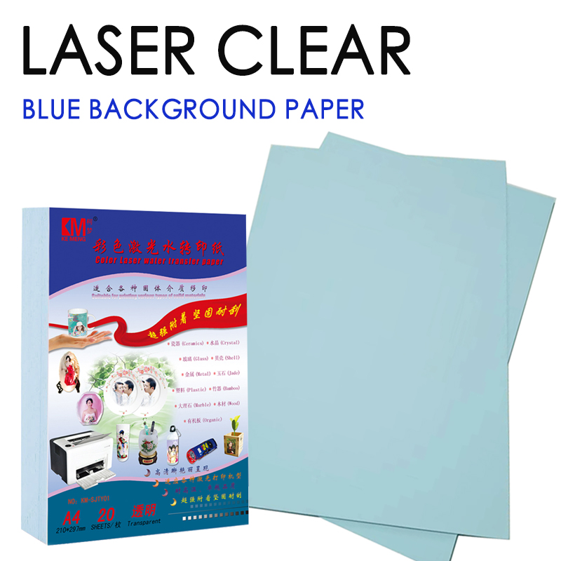 Papel de Calcomanía por Transferencia de Agua con Fondo Azul Láser Kemeng, Papel Transparente para Calcomanías por Deslizamiento en Agua A4 para Vidrio, Cerámica y Modelos Florales