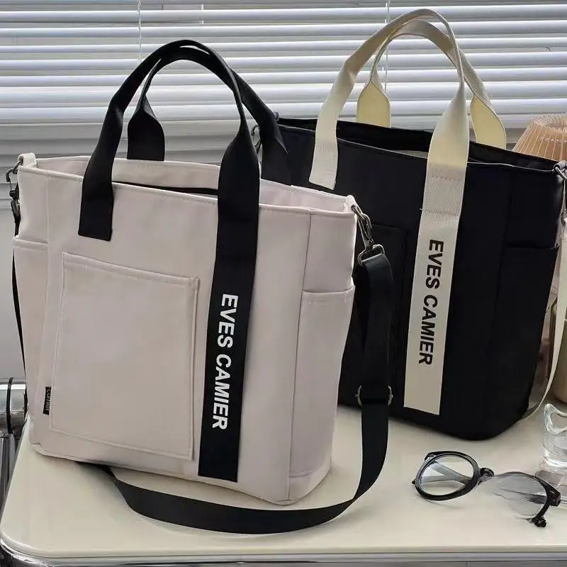 2024 ใหม่ Casual Tote กระเป๋าสะพายขนาดใหญ่ไนลอนผ้าใบกันน้ํากระเป๋าถือแฟชั่น Messenger กระเป๋าสําหรับนักเรียน