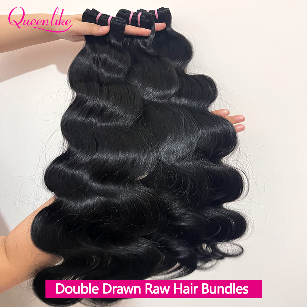Cabelo Humano Ondulado Natural Vietnamita 15A Dupla Trama - Pacotes de 1/3/4 Unidades de Cabelo Humano Não Processado para Extensões