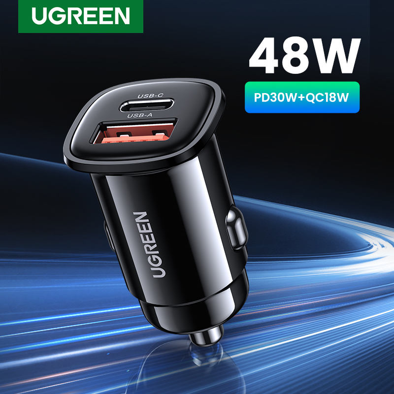 【สินค้าใหม่】ที่ชาร์จในรถยนต์ UGREEN USB 30W รองรับ Quick Charge 4.0 QC4.0 QC3.0 PD Type C ที่ชาร์จในรถยนต์แบบเร็วสำหรับ iPhone 17 Xiaomi และโทรศัพท์มือถืออื่นๆ