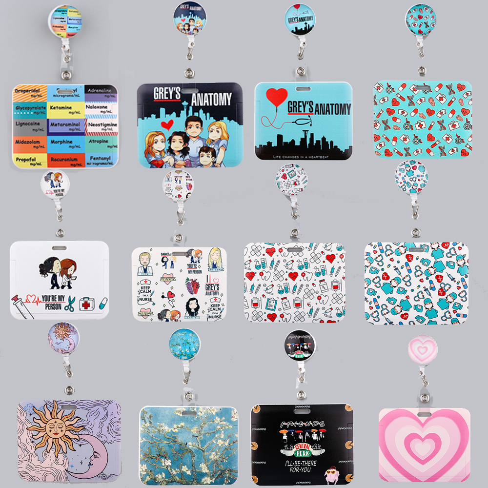 Grey's Anatomy Retractable Badge Holder Reel Nurse Exhibition Card Holder Doctor ID Card Chain Clips School Student Office