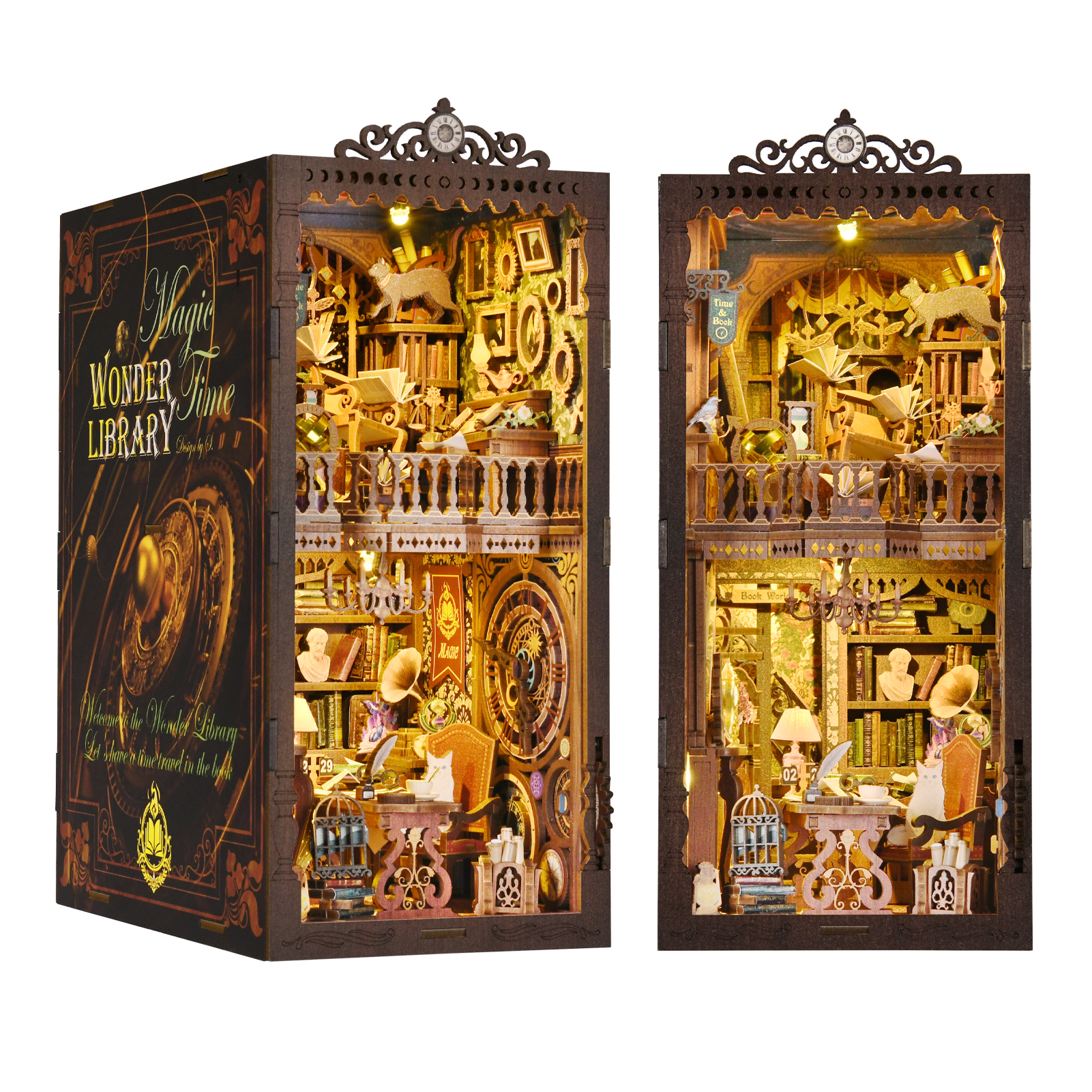 Zestaw Book Nook The Time Book Club Drewniane puzzle 3D diy Miniaturowy magiczny booknook Wysokiej jakości produkcja modeli do montażu domu