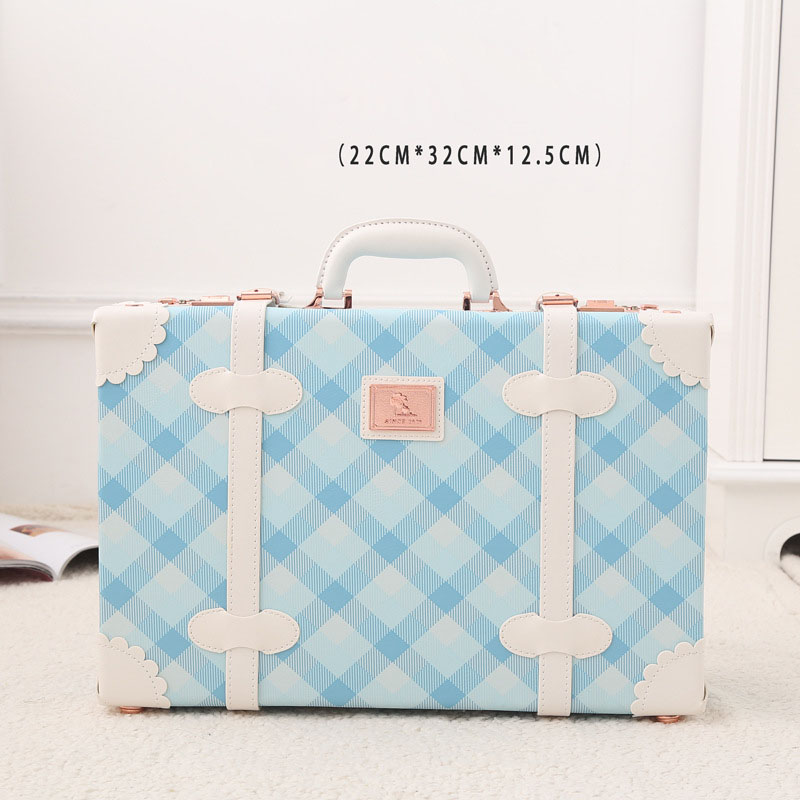 2024 13 Inch Waterdichte Vintage Kofferbak Tas Tas Bagage Kleine Koffer Bloemen Decoratieve Doos Met Riemen Voor Vrouwen