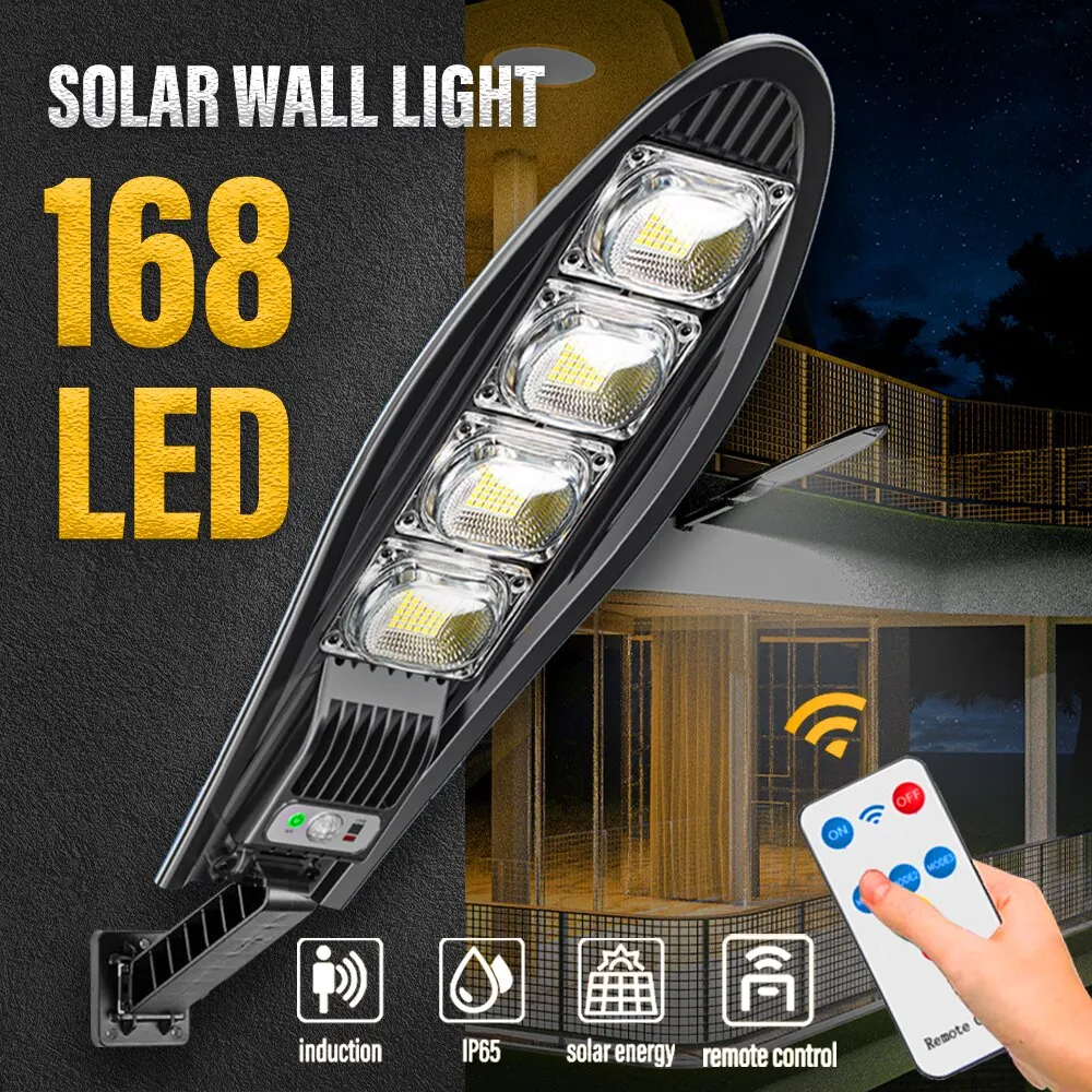 Lampes solaires LED, lampadaire d'extérieur avec capteur de mouvement et télécommande, applique murale étanche pour projecteur de Garage