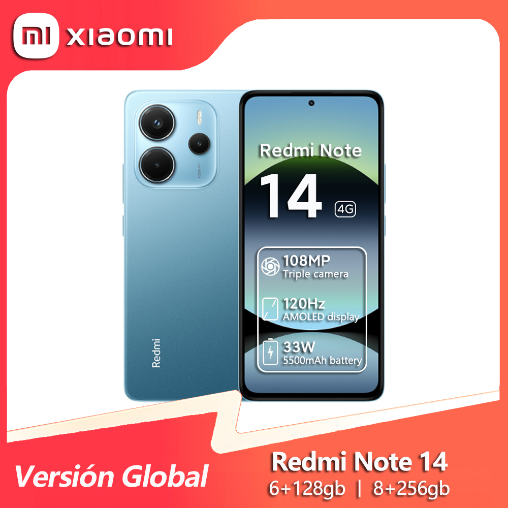 Xiaomi Redmi Note 14, MediaTek Helio G99-Ultra, Pantalla AMOLED de 6,67" y 120 Hz, Cámara AI de 108 MP, 5500 mAh con Carga Turbo de 33 W