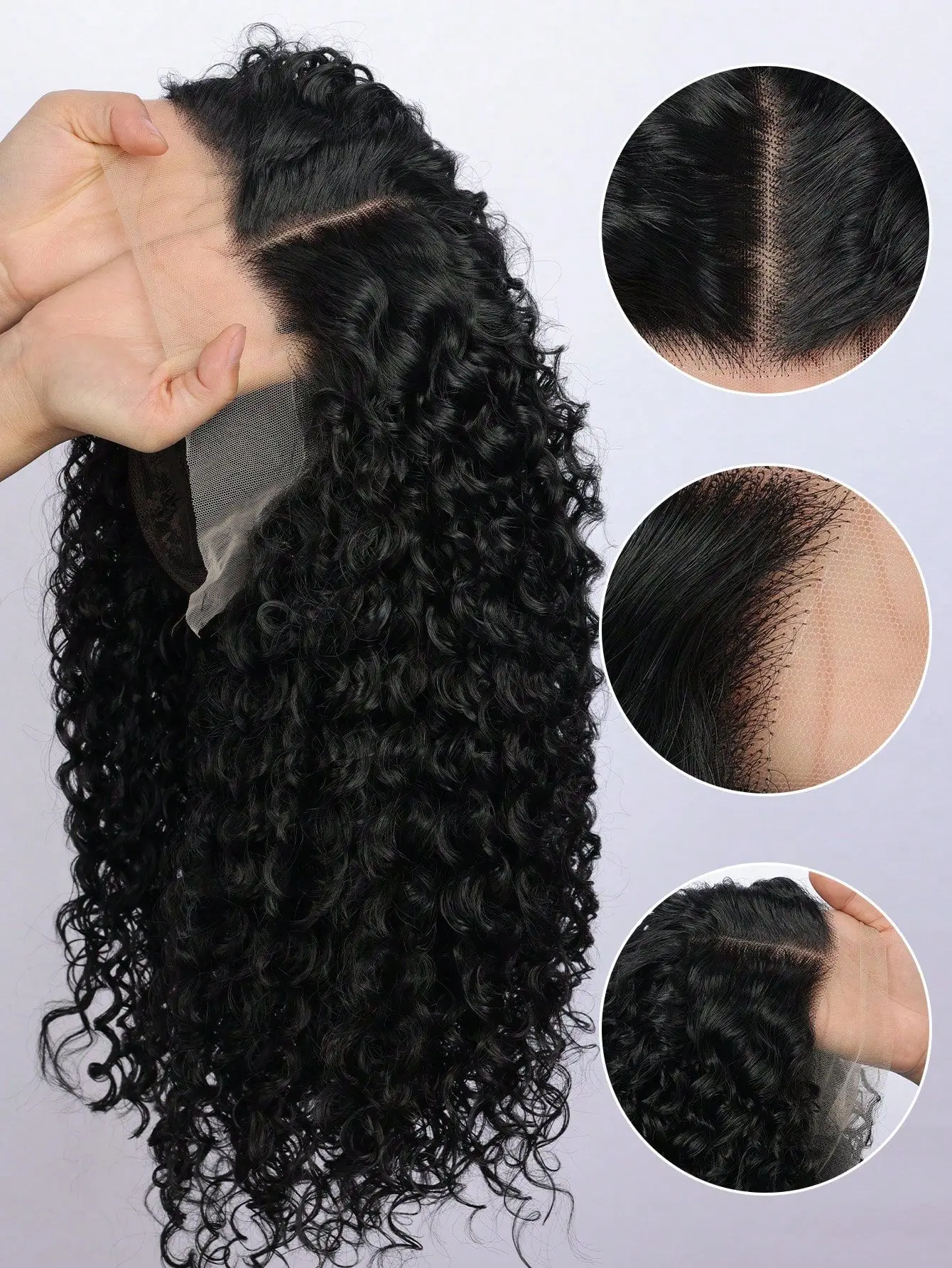 Water Wave Lace Front Wigs Human Hair Wig for Black Women 13x4 HD Lace Front Wigs Burmese Curly Deep WaveHuman Hair Pre Plucked Wet and Wavy Wig 32 Inch 200% Density Natural Black