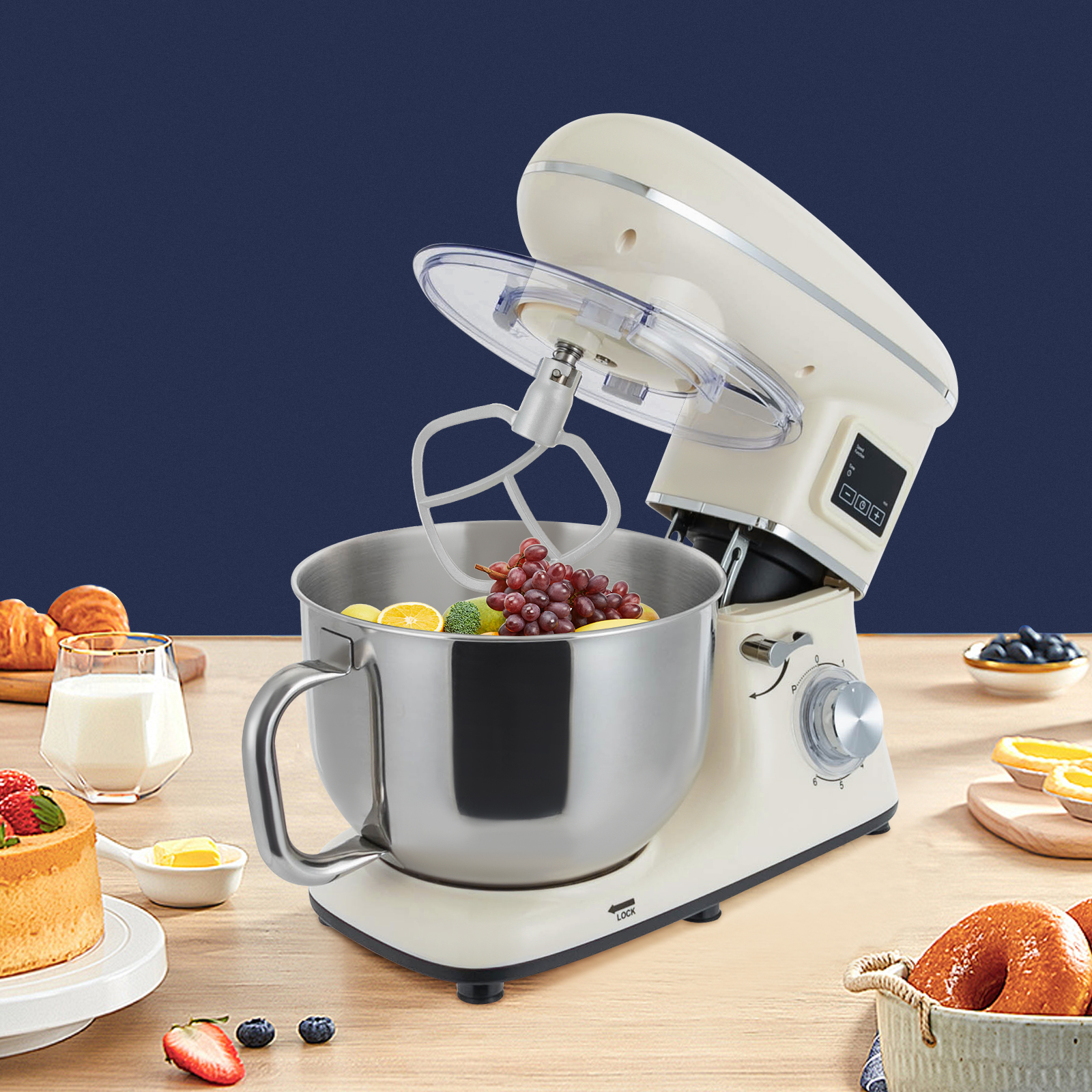 1500w misturador de cozinha branco com tela lcd máquina misturadora de cozinha 6.2l cobre puro botão do motor controle SM-1505HL