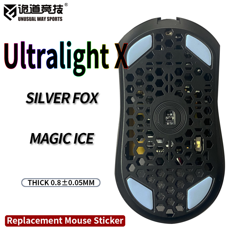 InusualWaySports Patines de ratón Pies Finalmouse UltralightX ULX Superficie curvada PTFE Anti colapso Ice Fox