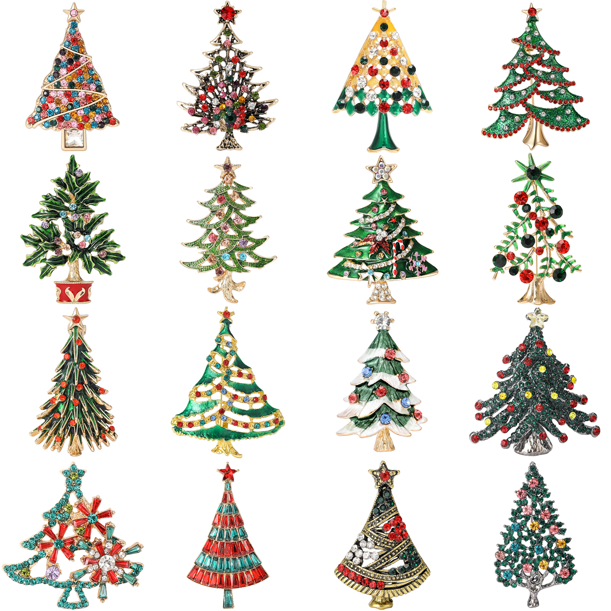 Weihnachten Strass Stern Baum Broschen für Frauen Unisex Klassische Corsage Pins Büro Party Freund Geschenke Schmuck Zubehör