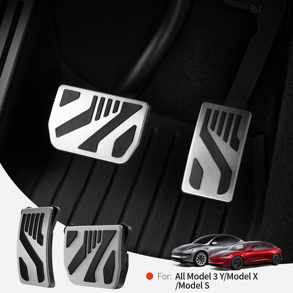 YZ Zestaw Aluminiowych Nakładek na Pedały Automatycznej Skrzyni Biegów do Tesla Model X/S/3/Y Juniper Highland 2021-2026, Antypoślizgowe Nakładki na Pedały