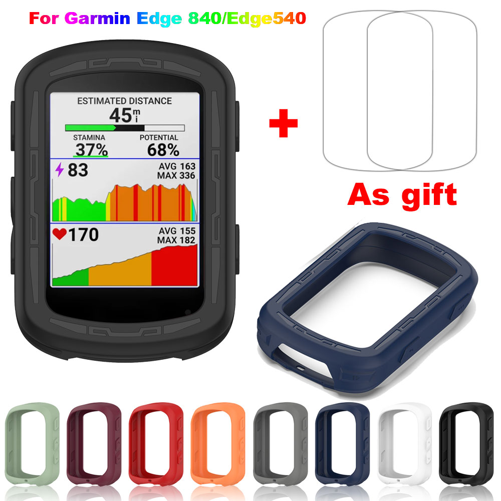 Fundas protectoras 2 en 1 para Garmin Edge 840 + cubierta protectora de película de vidrio, funda de silicona para bicicleta Garmin Edge 540