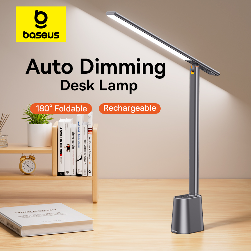 Baseus Bureaulamp 180 °   Opvouwbare LED-tafellamp Oplaadbaar automatisch dimmen Slimme oogbescherming Studie Leeszaal Nachtlampje Lamp