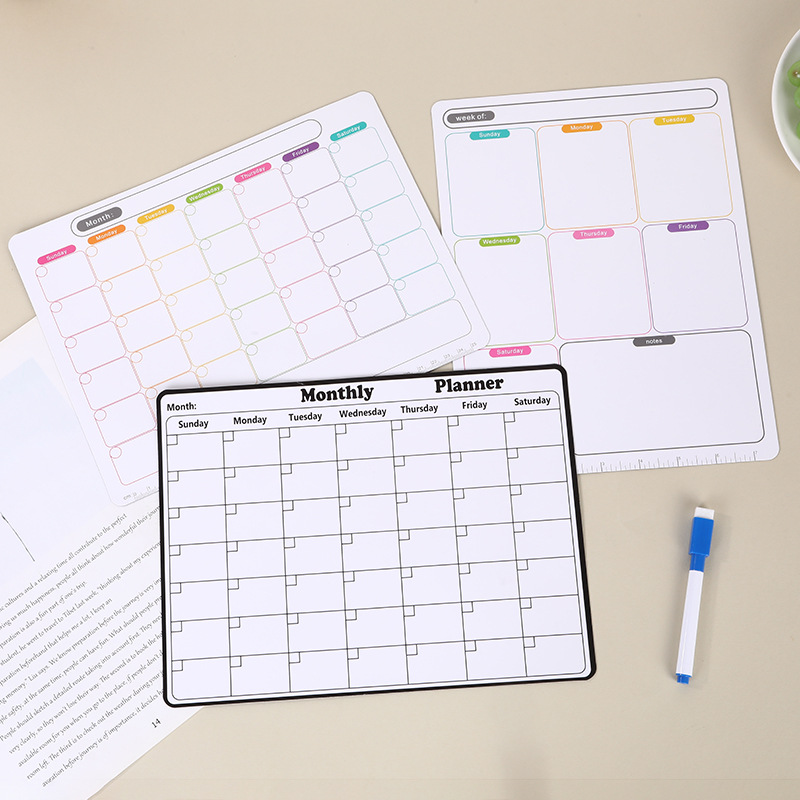 1 ชิ้นตู้เย็นสติกเกอร์กระดานข้อความแม่เหล็กตู้เย็นสติกเกอร์ PVC Creative Writing Board ใช้ Make Note ตารางสัปดาห์
