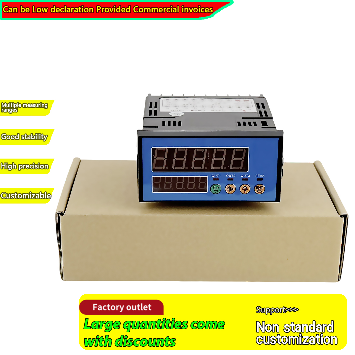 Industriële Load Cell Display Weegcontroller 5 cijfers voor drukspanningsmeting 3 relaisuitgangen AC220V DC24V
